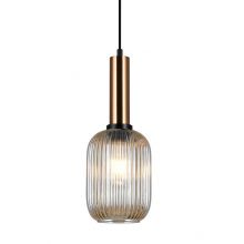 Antiola lampa wisząca nikiel mosiężna/bursztynowy 1x40W E27